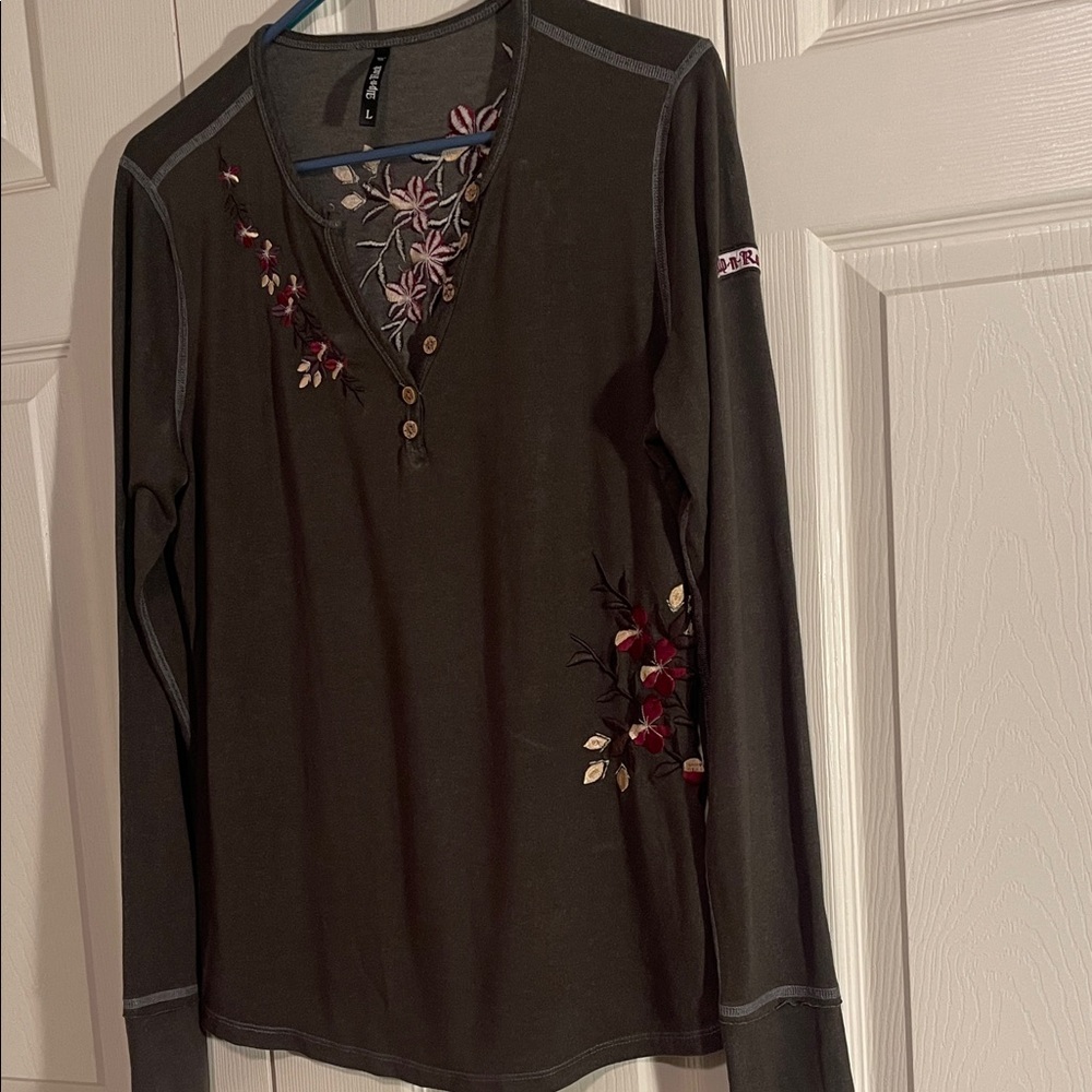 Alp N Rock Embroidered Long Sleeve Henley Top